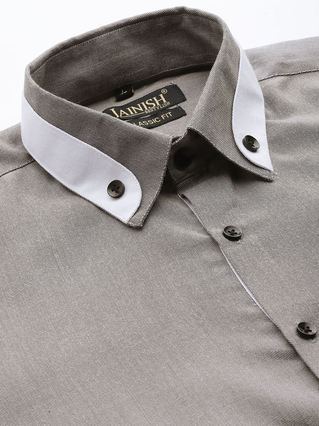 Indian Needle Charcoal Cotton Solid Formal Mens Shirt
