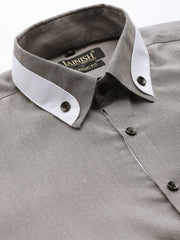 Indian Needle Men's Cotton Solid Formal Shirts-SF-796Charcoal