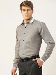 Indian Needle Men's Cotton Solid Formal Shirts-SF-796Charcoal
