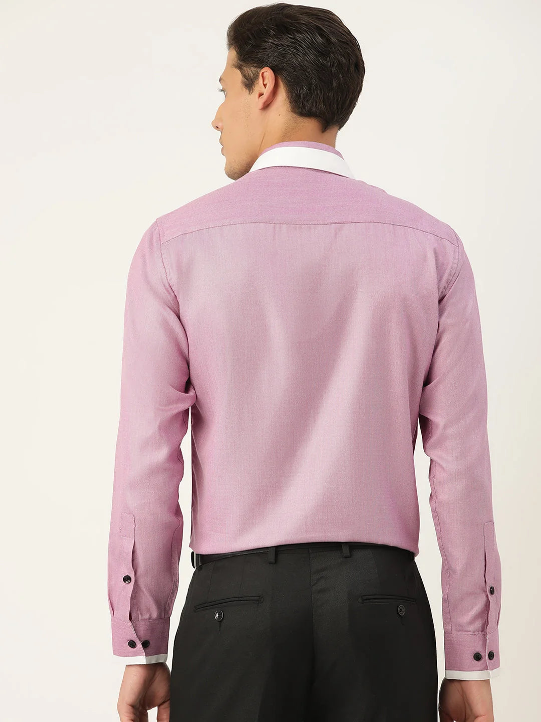 Indian Needle Purple Cotton Solid Formal Mens Shirt