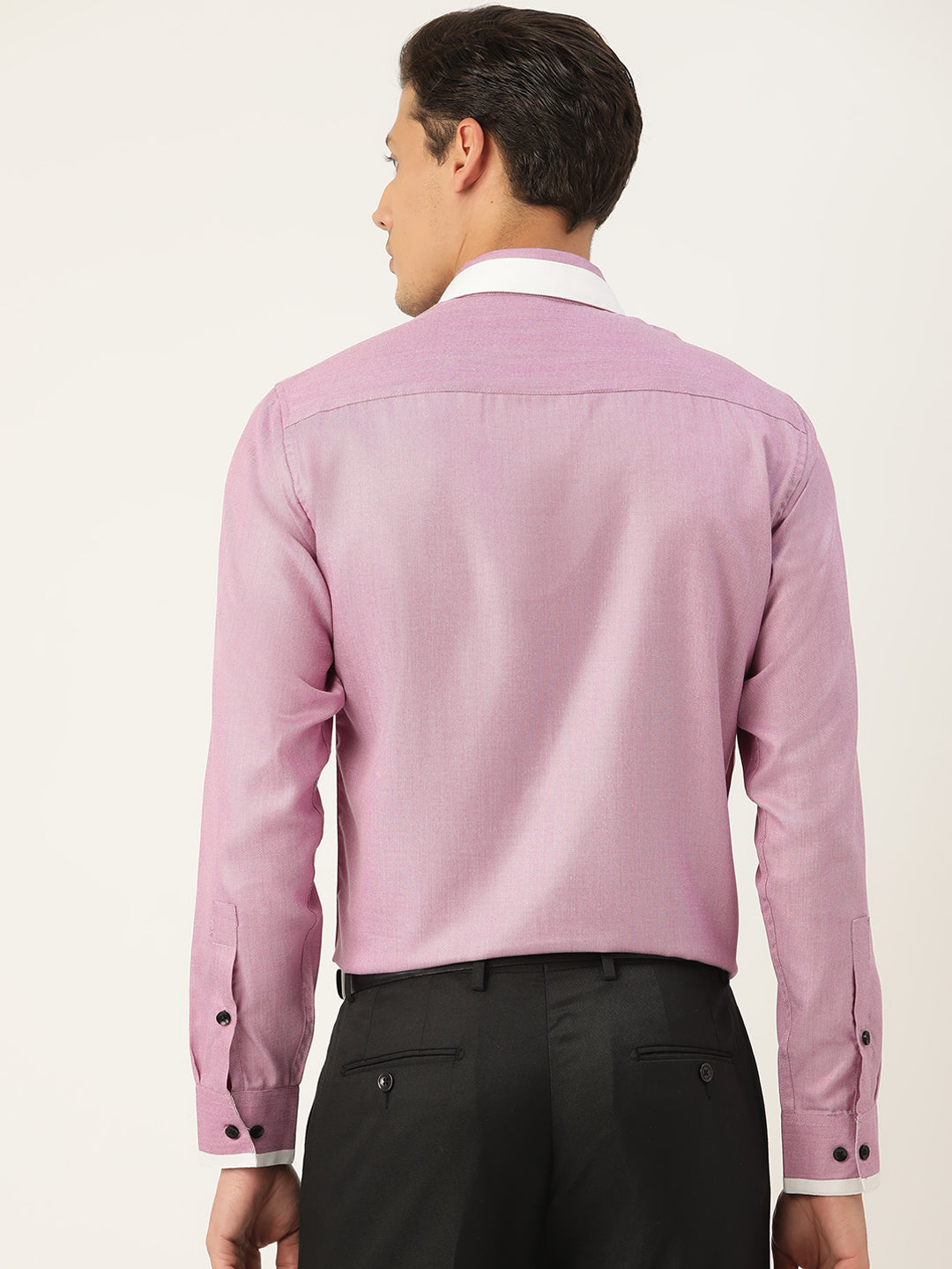 Indian Needle Purple Cotton Solid Formal Mens Shirt