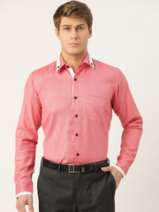 Indian Needle Men's Cotton Solid Formal Shirts-SF-796Red