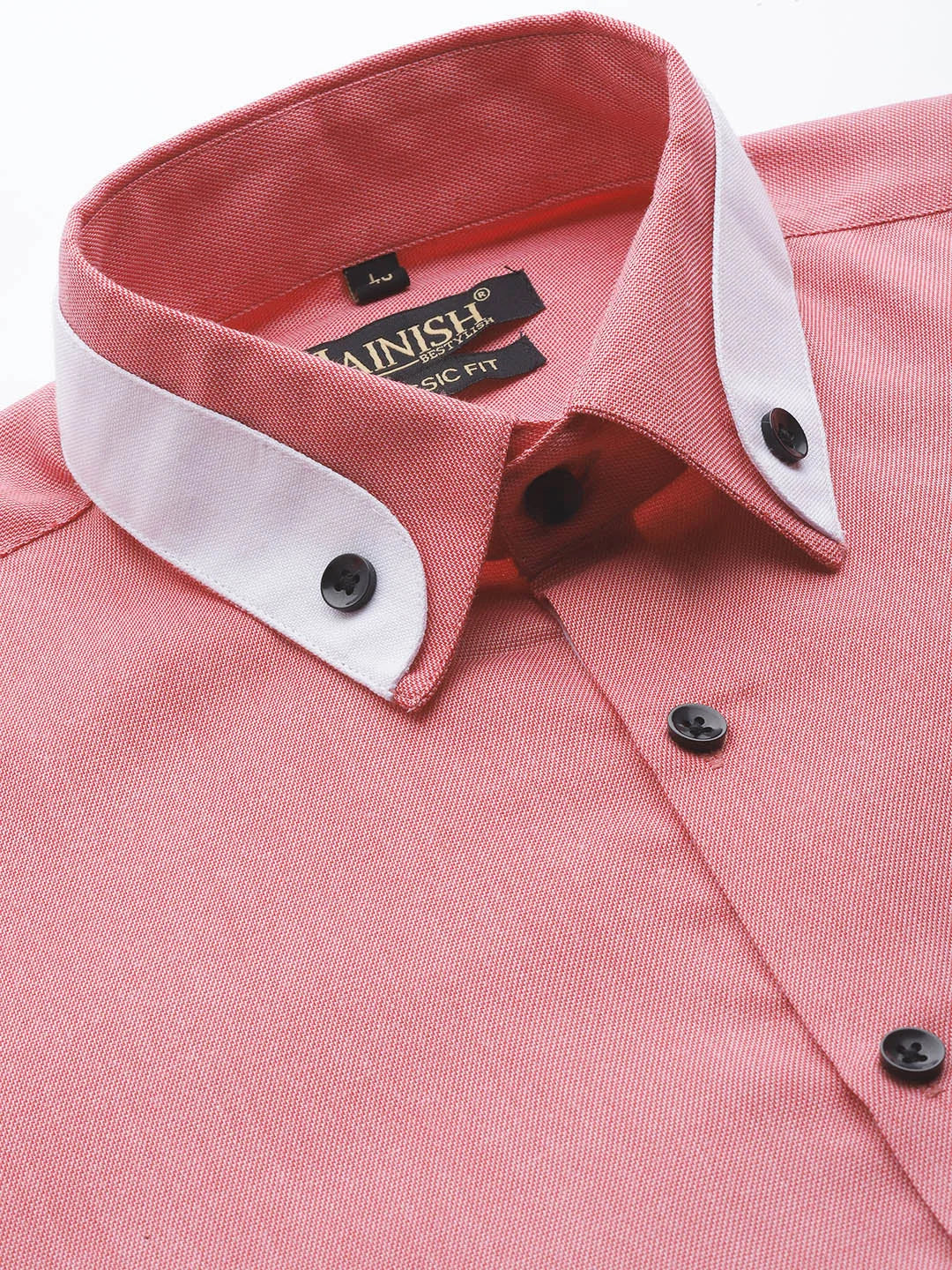 Indian Needle Red Cotton Solid Formal Mens Shirt