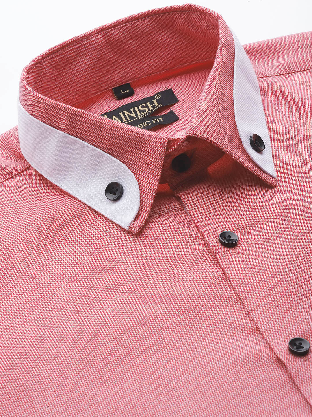 Indian Needle Red Cotton Solid Formal Mens Shirt
