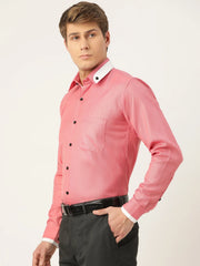 Indian Needle Men's Cotton Solid Formal Shirts-SF-796Red
