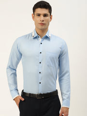 Indian Needle Men's Cotton Solid Formal Shirts-SF-796Sky
