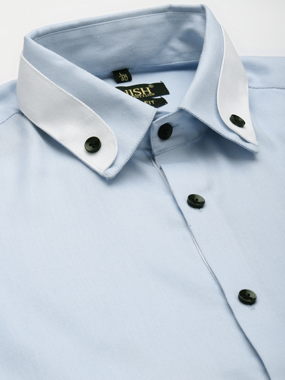 Indian Needle Sky Blue Cotton Solid Formal Mens Shirt