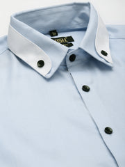 Indian Needle Men's Cotton Solid Formal Shirts-SF-796Sky