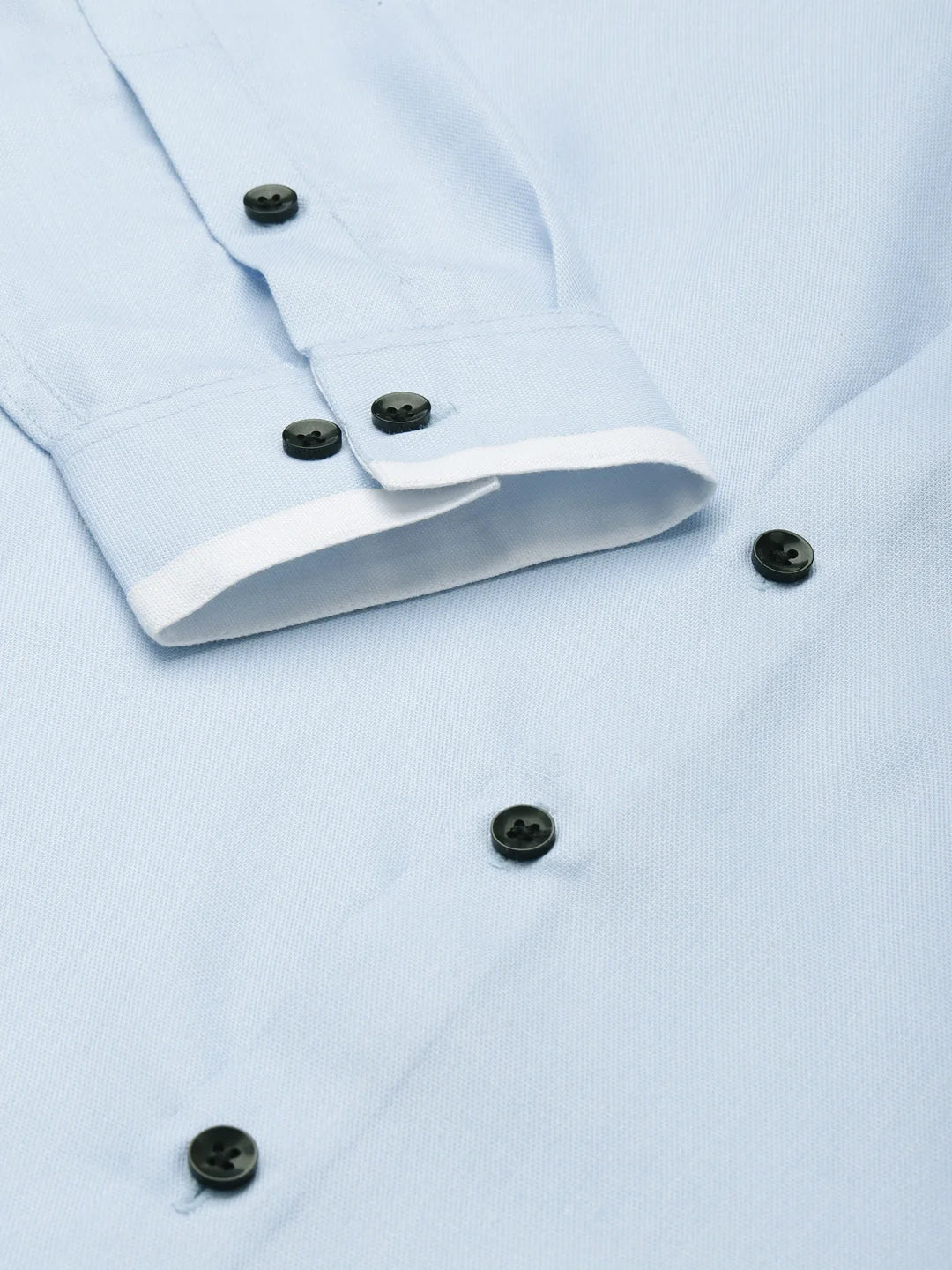 Indian Needle Sky Blue Cotton Solid Formal Mens Shirt