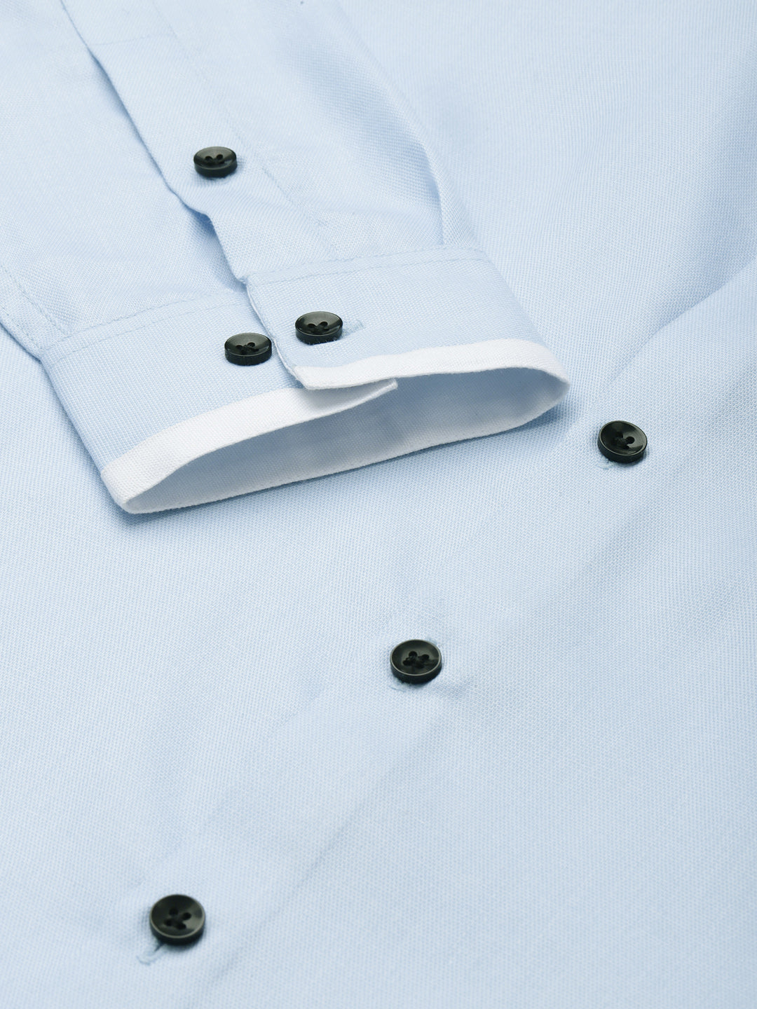 Indian Needle Sky Blue Cotton Solid Formal Mens Shirt