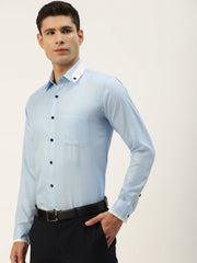Indian Needle Men's Cotton Solid Formal Shirts-SF-796Sky