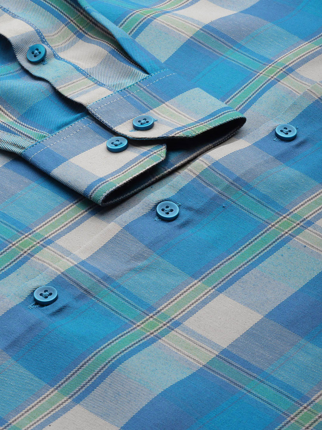 Sky Cotton Checked Formal Mens Shirt | Indian Needle