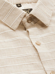 Indian Needle Men's Cotton Striped Formal Shirts-SF-799Cream