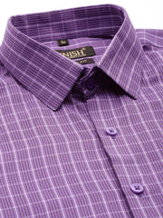 Indian Needle Men's Cotton Checked Formal Shirts-SF-800Voilet