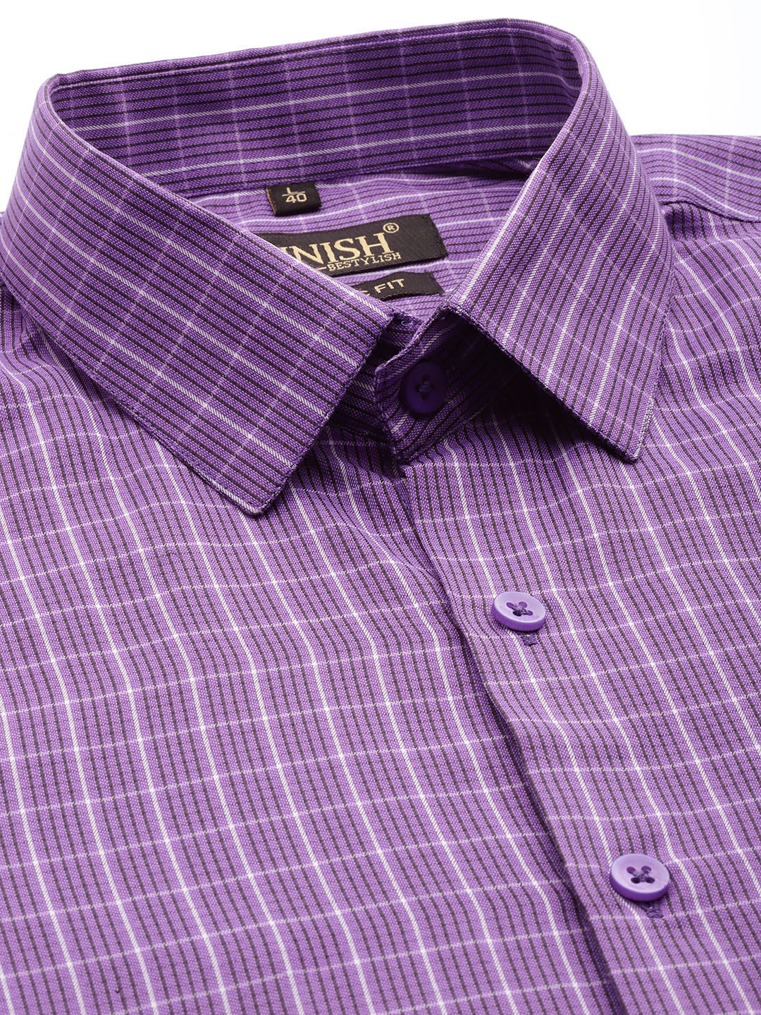Voilet Cotton Checked Formal Mens Shirt | Indian Needle