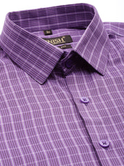Indian Needle Men's Cotton Checked Formal Shirts-SF-800Voilet