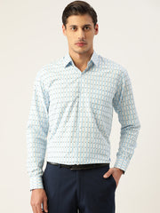 Indian Needle Men's Cotton Striped Formal Shirts-SF-801Sky