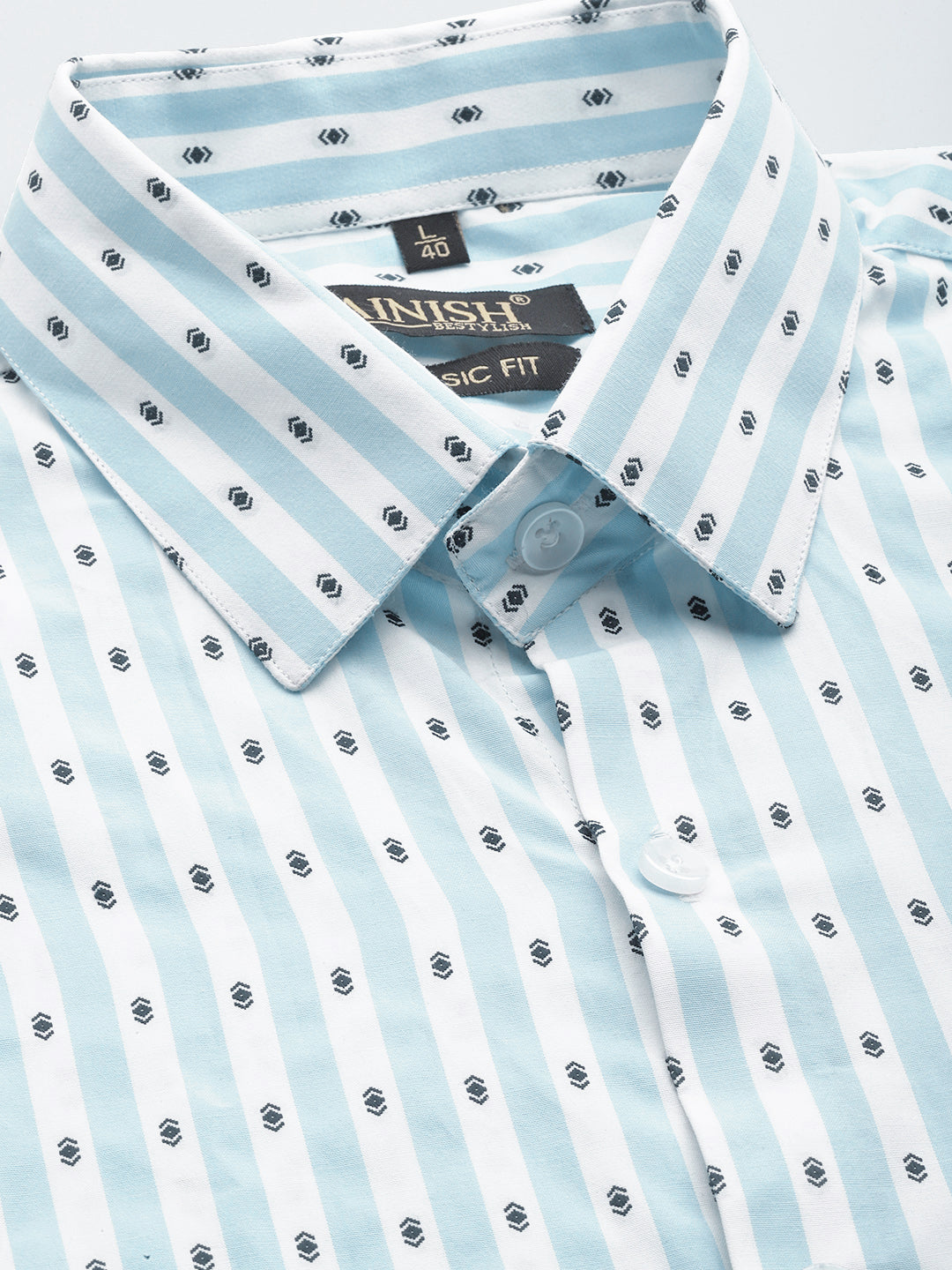 Sky Cotton Striped Formal Mens Shirt | Indian Needle
