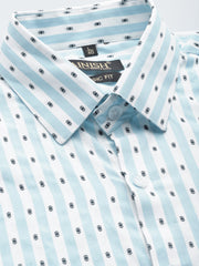 Indian Needle Men's Cotton Striped Formal Shirts-SF-801Sky