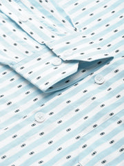 Indian Needle Men's Cotton Striped Formal Shirts-SF-801Sky