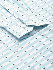 Indian Needle Men's Cotton Striped Formal Shirts-SF-801Sky