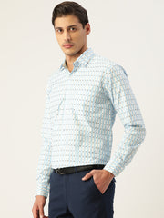 Indian Needle Men's Cotton Striped Formal Shirts-SF-801Sky