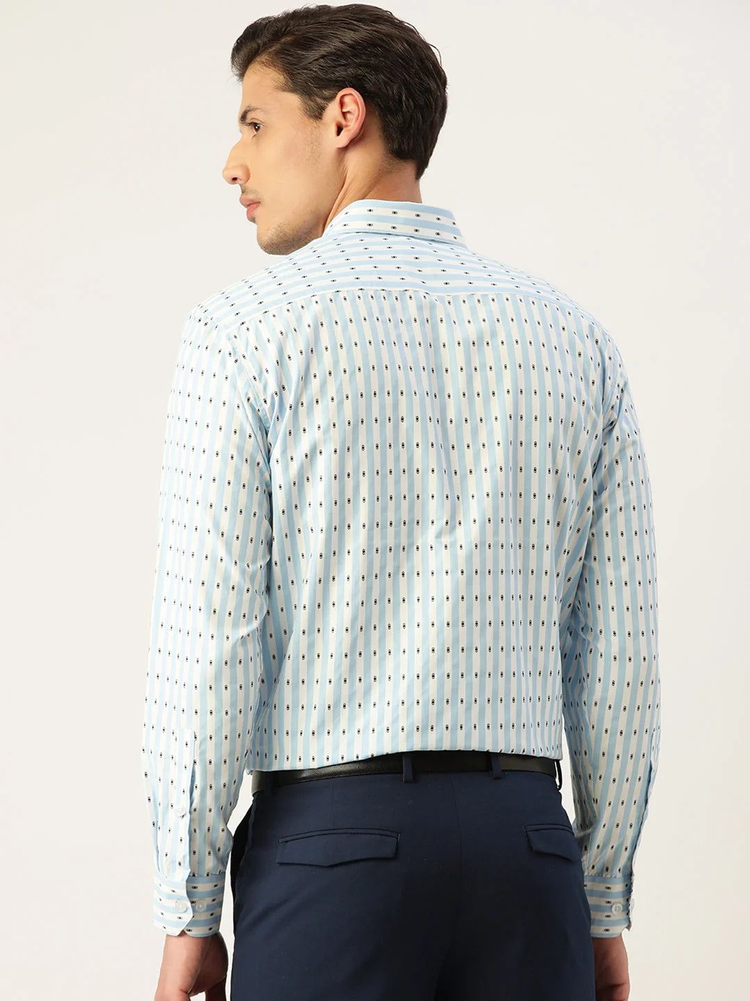 Sky Cotton Striped Formal Mens Shirt | Indian Needle