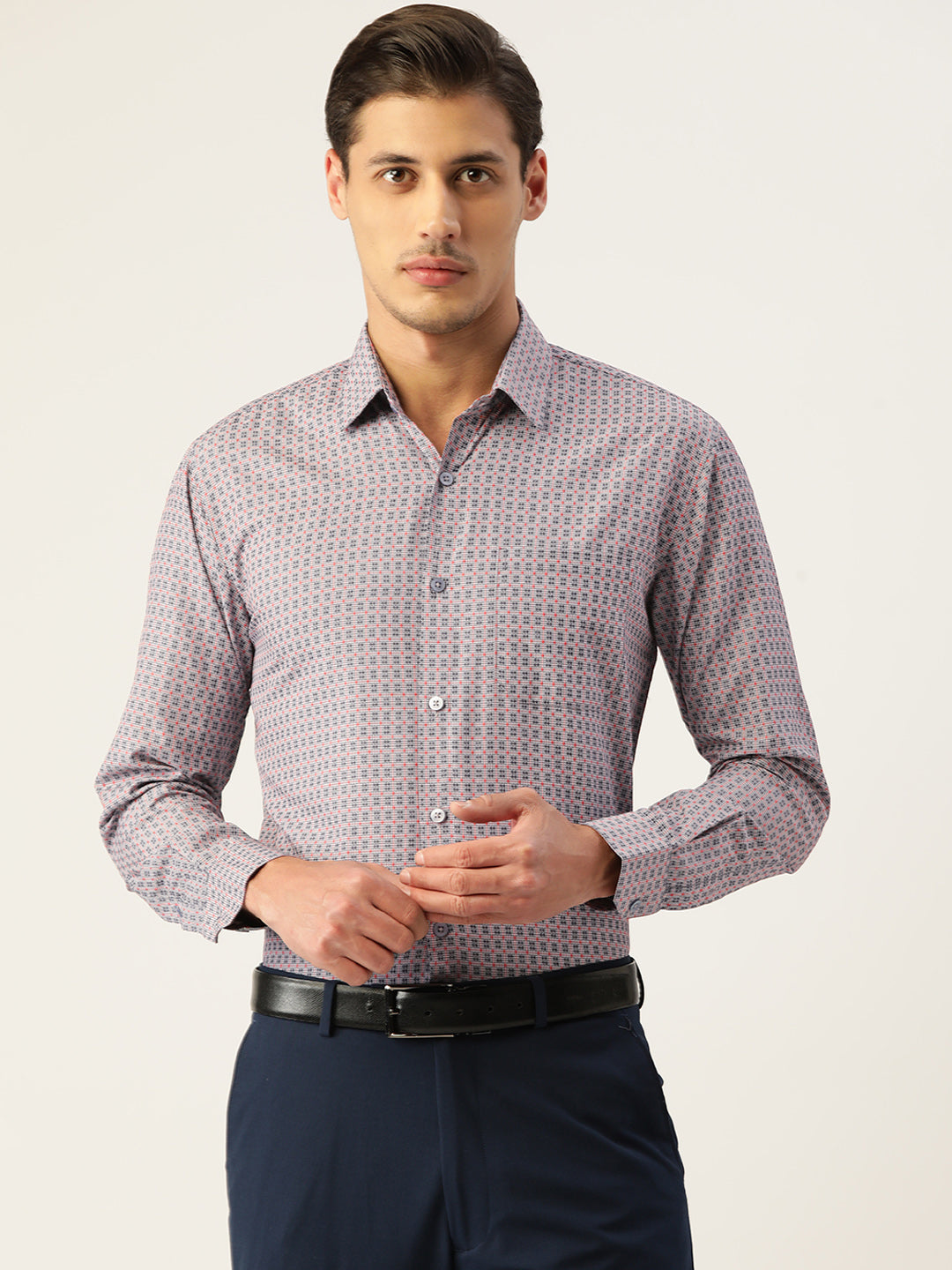Indian Needle Men's Cotton Micro Checked Formal Shirts-SF-802