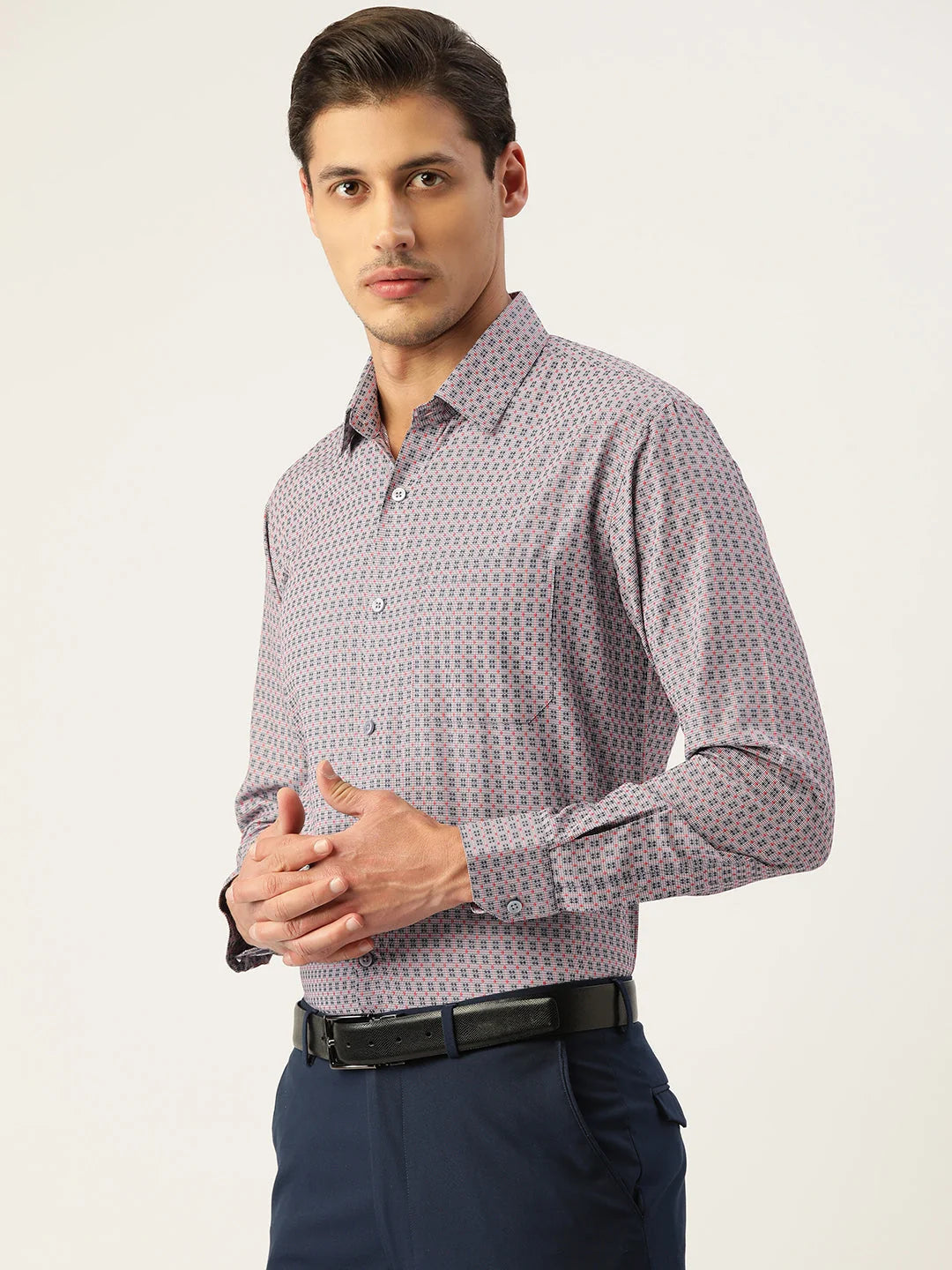 Men's Cotton Micro Checked Formal Shirt | Indian Needle