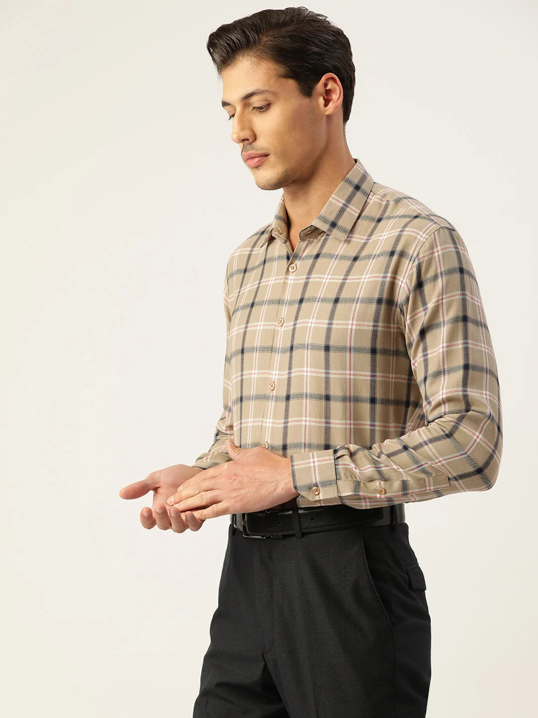 Beige Cotton Formal Shirt for Men - Stylish Cotton Shirt