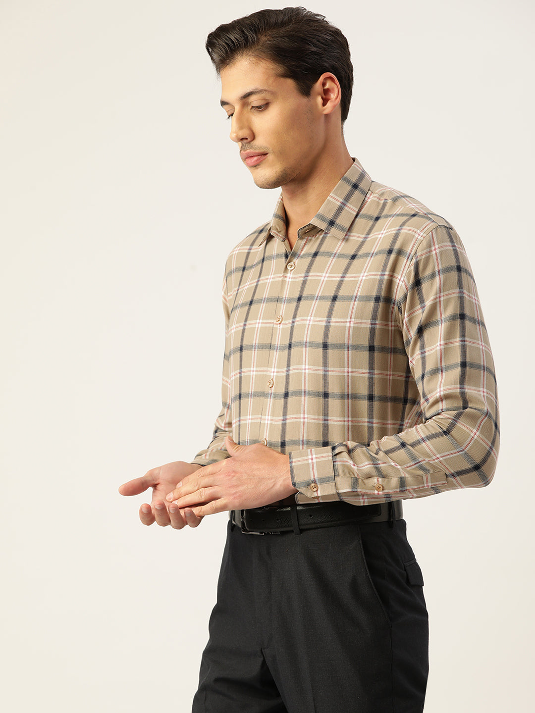 Beige Cotton Formal Shirt for Men - Stylish Cotton Shirt