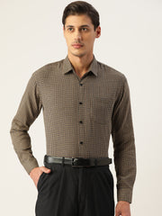 Indian Needle Men's Cotton Checked Formal Shirts-SF-804Black