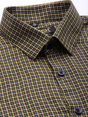 Indian Needle Men's Cotton Checked Formal Shirts-SF-804Black