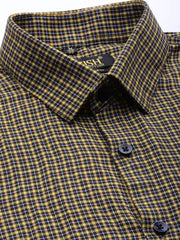 Indian Needle Men's Cotton Checked Formal Shirts-SF-804Black