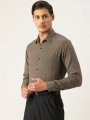 Indian Needle Men's Cotton Checked Formal Shirts-SF-804Black