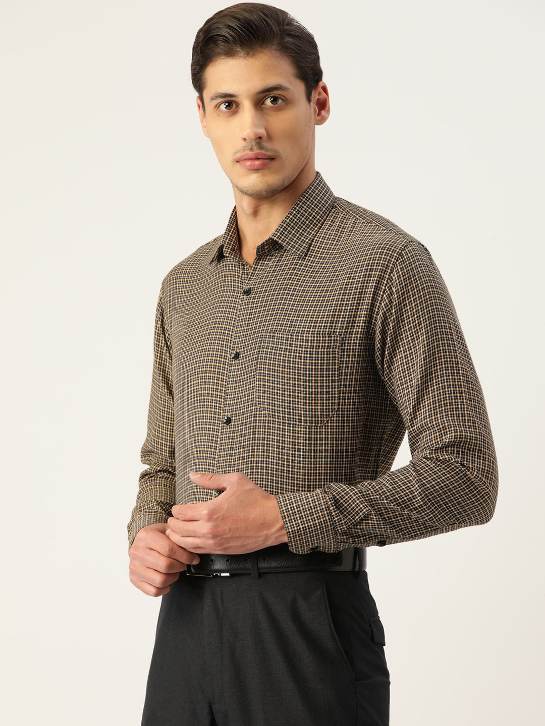 Black Checked Cotton Mens Shirt - Formal Shirts For Men