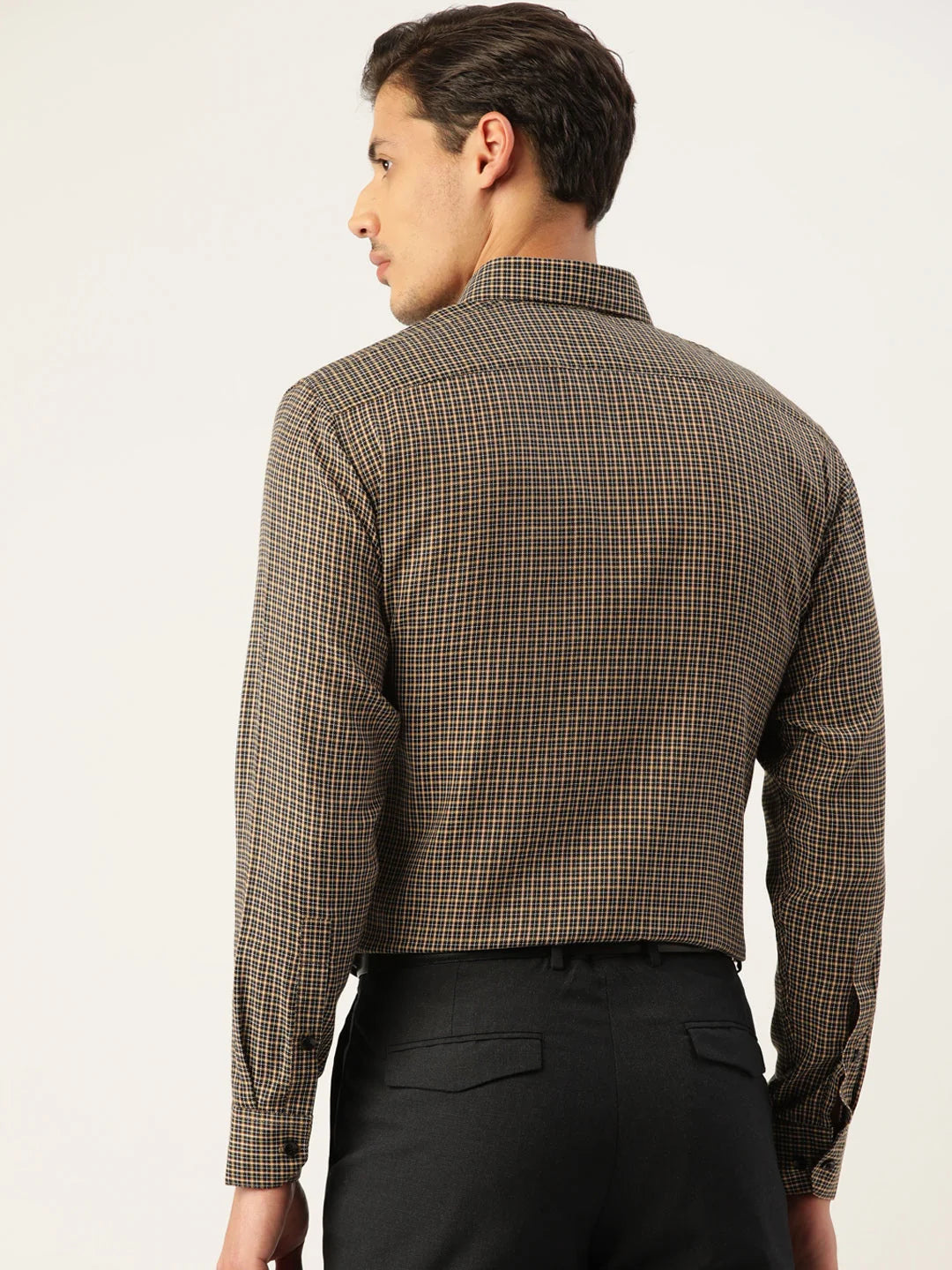 Black Checked Cotton Mens Shirt - Formal Shirts For Men