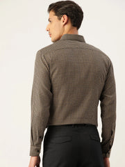 Indian Needle Men's Cotton Checked Formal Shirts-SF-804Black