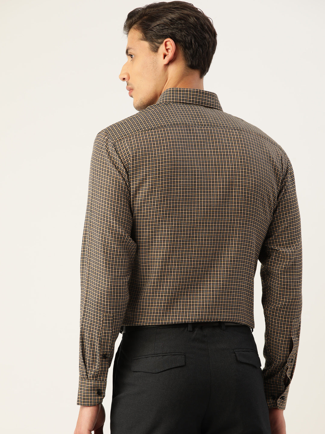 Black Checked Cotton Mens Shirt - Formal Shirts For Men