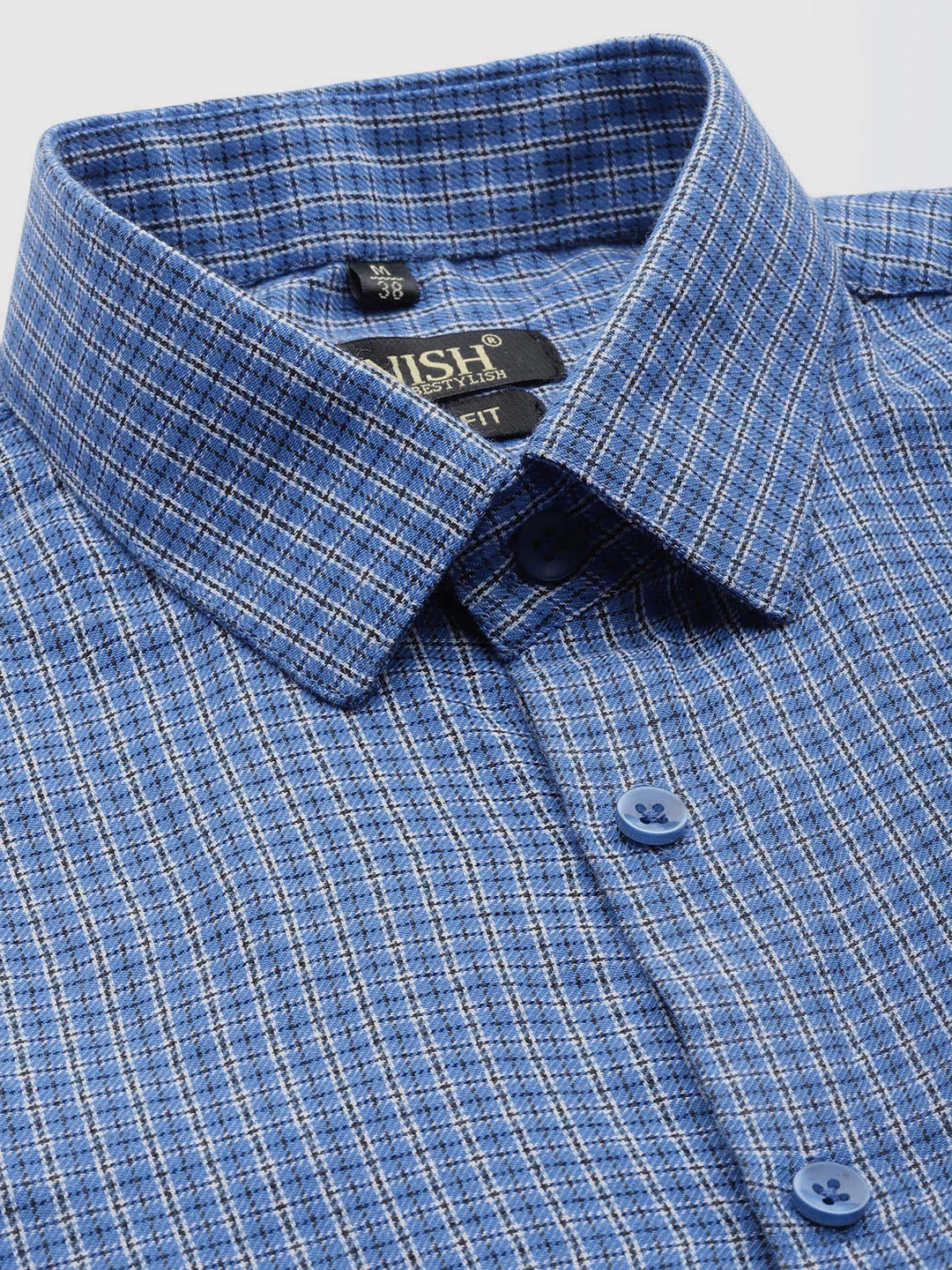 Blue Cotton Formal Shirts for Men - Checked Mens Shirt