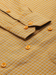 Indian Needle Men's Cotton Checked Formal Shirts-SF-804Mustard