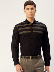 Indian Needle Men's Cotton Printed Formal Shirts-SF-805Black