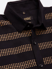 Indian Needle Men's Cotton Printed Formal Shirts-SF-805Black