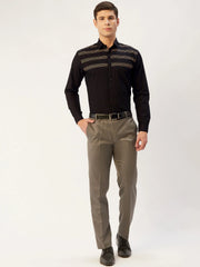 Indian Needle Men's Cotton Printed Formal Shirts-SF-805Black