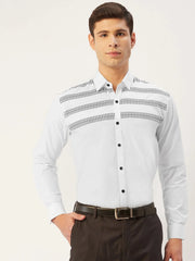 Indian Needle Men's Cotton Printed Formal Shirts-SF-805White