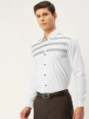 Indian Needle Men's Cotton Printed Formal Shirts-SF-805White