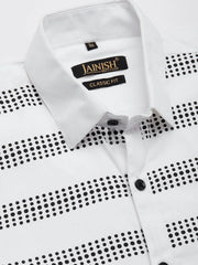 Indian Needle Men's Cotton Printed Formal Shirts-SF-805White