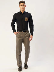 Indian Needle Men's Cotton Printed Formal Shirts-SF-806Black
