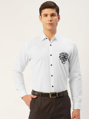 Indian Needle Men's Cotton Printed Formal Shirts-SF-806White