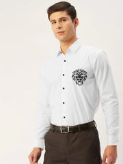 Indian Needle Men's Cotton Printed Formal Shirts-SF-806White